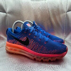Size 7.5 Nike Airmax Flyknit Womens Vivid Blue Orange Running Sneaker 620659-400